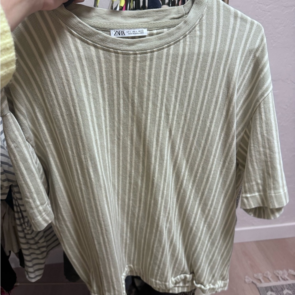 Zara Olive Striped Tee